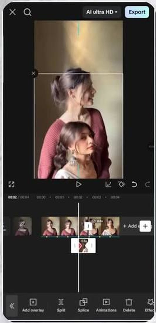 CapCut video editor screen on a phone